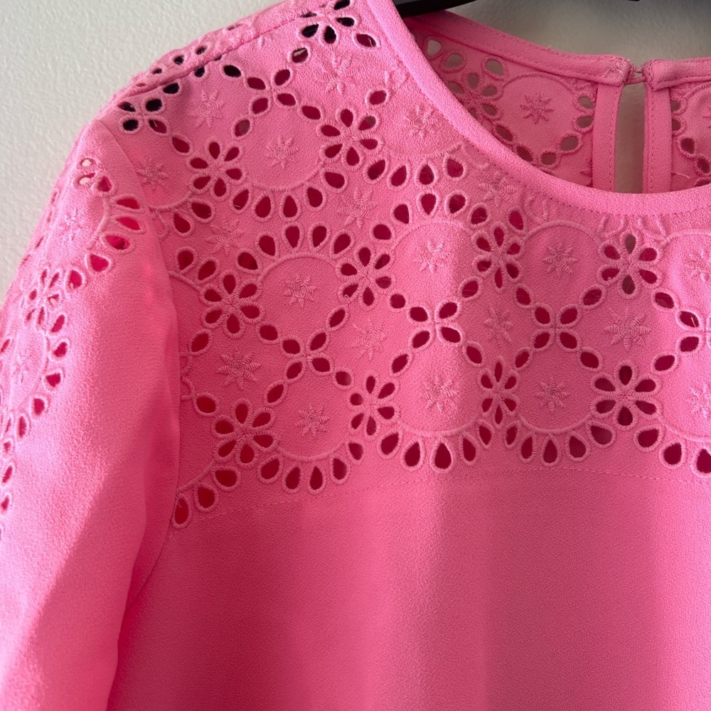 J . Crew Pink Long Sleeve Dress with Lace Detail - Picture 7 of 15